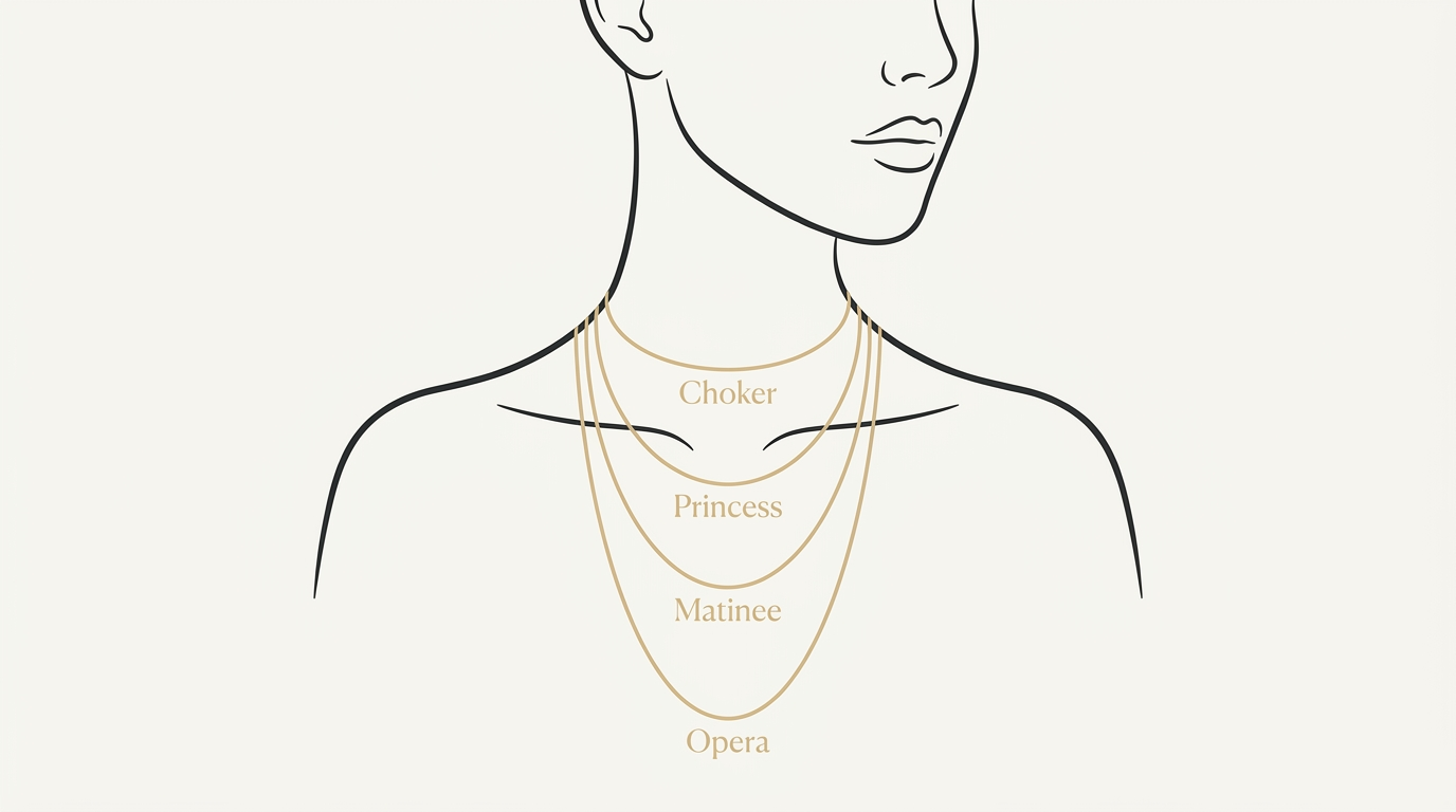 Kolye uzunluk rehberi - choker, princess, matinee, opera uzunlukları